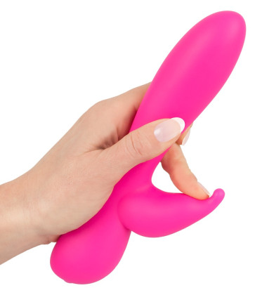 Sweet Smile Rechargeable Rabbit Vibrator, Silicone, Pink, 21 cm