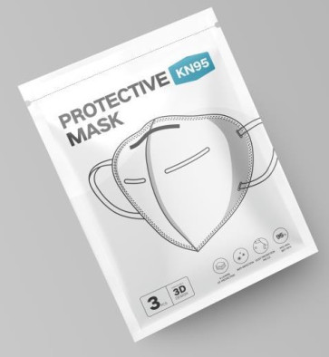 FFP2 Particulate Respirator KN95 Protective Mask 3D, White, One Size, 3 Pack