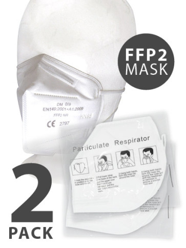 FFP2 Particulate Respirator KN95 Mask, White, One Size, 2 Pack