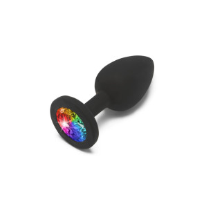 ToyJoy Rainbow Booty Jewel Medium Plug, 7cm, black