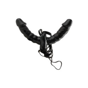 Fetish Fantasy Vibrating Double Delight Strap-On, 15 cm, black