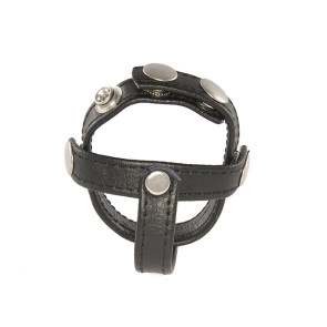 SI IGNITE H-Type Snap Ball Spreader, leather cockring, Black