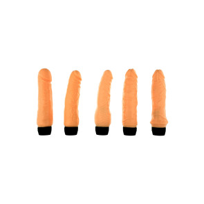 The Magnificent 5, Vibrator Dong Set, Vinyl, Flesh, 5-Pack  